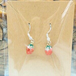 3D Strawberry Earrings Cottagecore Summer Tropical